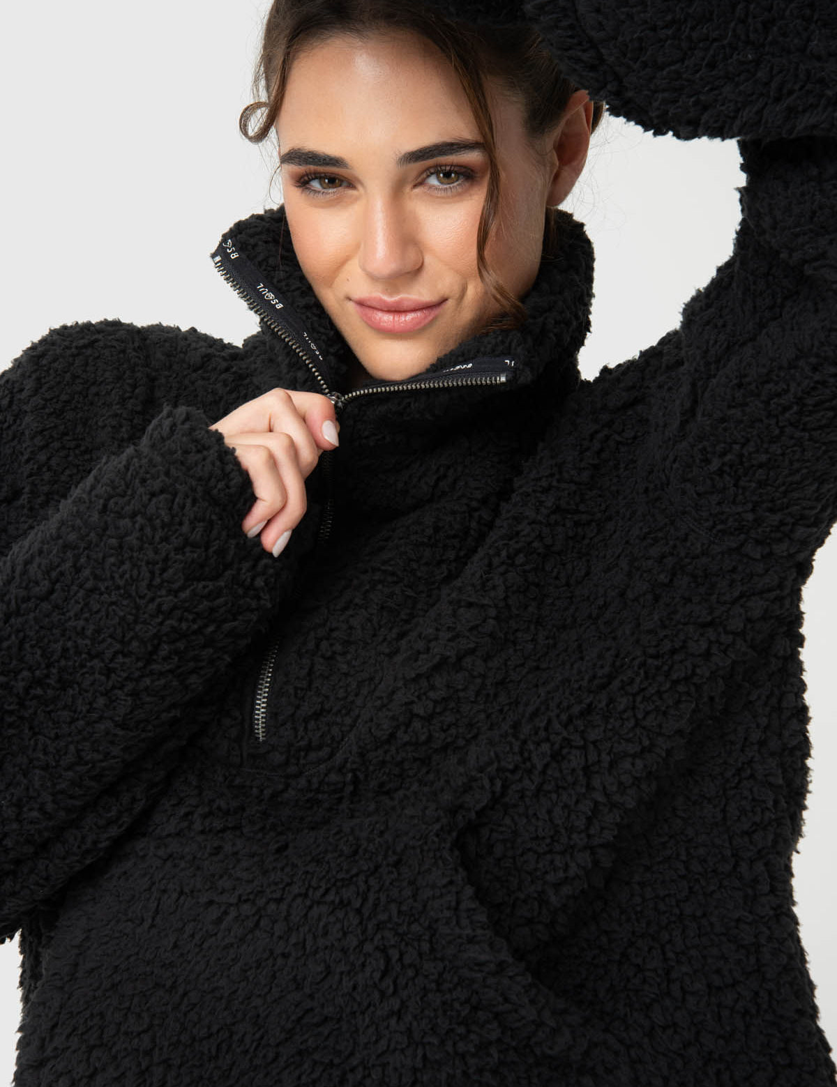 Chaqueta Mid Zip Sherpa Rec Mujer