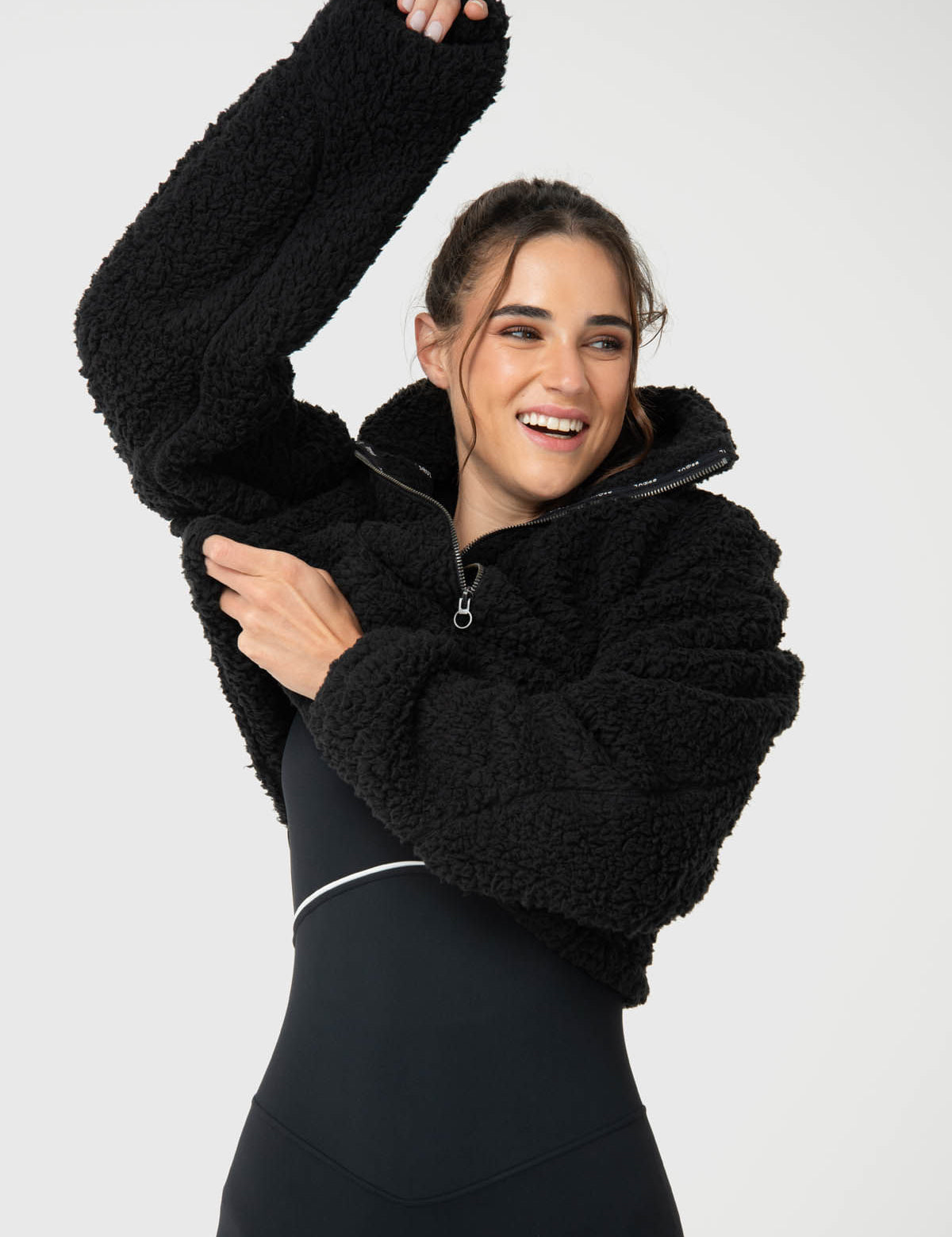 Chaqueta Mid Zip Sherpa Rec Mujer