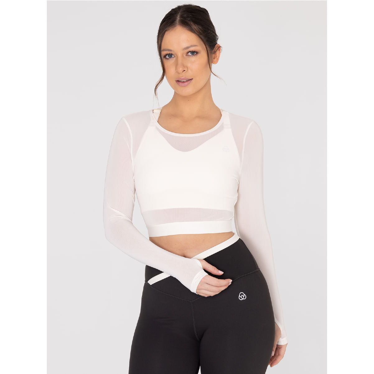Camiseta Long Sleeve Crop Top Para Mujer