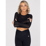 Camiseta Long Sleeve Crop Top Para Mujer