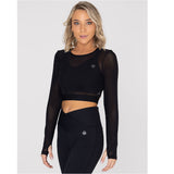 Camiseta Long Sleeve Crop Top Para Mujer